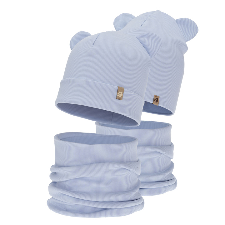 Комплект для мальчика на весну/осень: шапка и шарф-труба, голубой, Farim