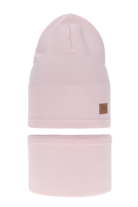 Осенне-весенний комплект для девочки: шапочка и хлопковая шапочка розового цвета Selfie