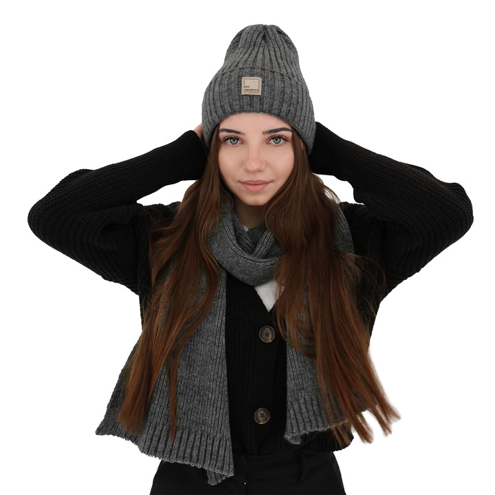 Женский зимний шарф из серой шерсти Loretta
