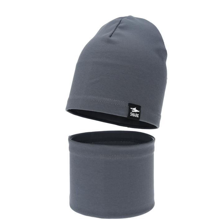 Шапка и труба для мальчика, осенний, весенний комплект, серый Rumel