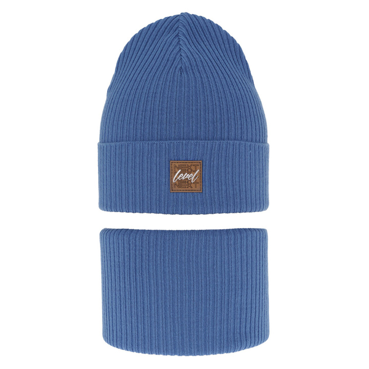 Осенне-весенний комплект для мальчика: шапочка и дымоход синий Fenix