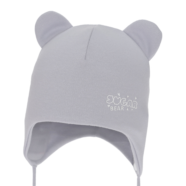 Осенняя/весенняя шапка для девочки, серая, хлопковая, на завязках, Kelda