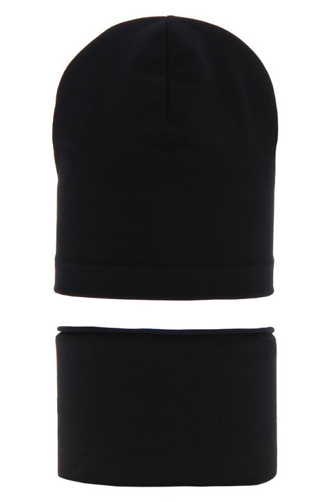 Комплект для мальчиков из хлопка: шапочка и дымоход осень/весна черный Hazel