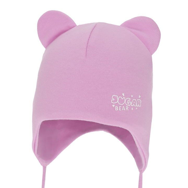 Осенняя/весенняя шапка для девочки, фиолетовая, хлопковая, на завязках, Kelda