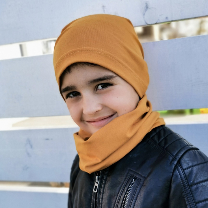 Комплект для мальчиков из хлопка: шапочка и дымоход осень/весна мед Hazel