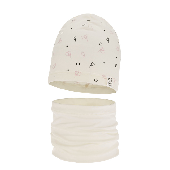 Осенне-весенний комплект для девочки: шапочка и кремовая хлопковая шапочка Fiora