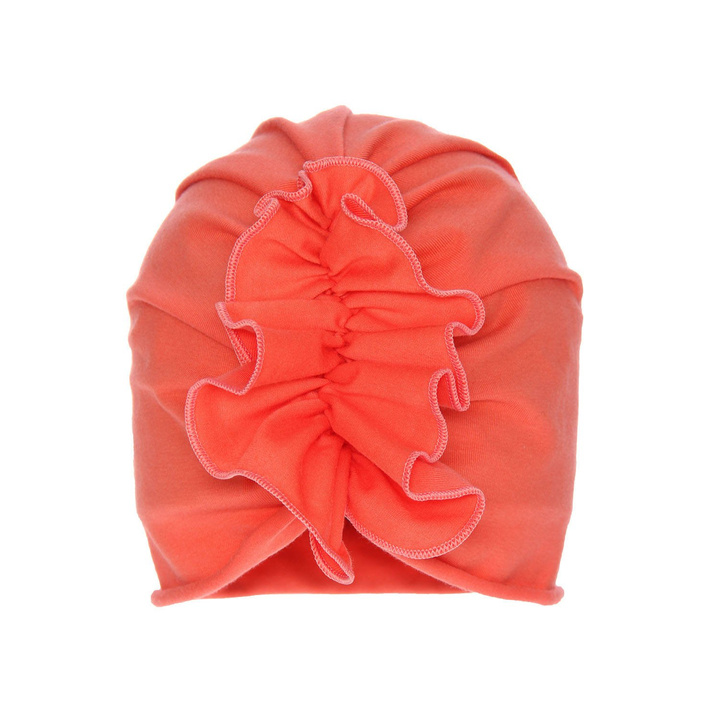 Осенне-весенняя хлопковая фасоль для девочек кораллового цвета с декоративной складкой Verka