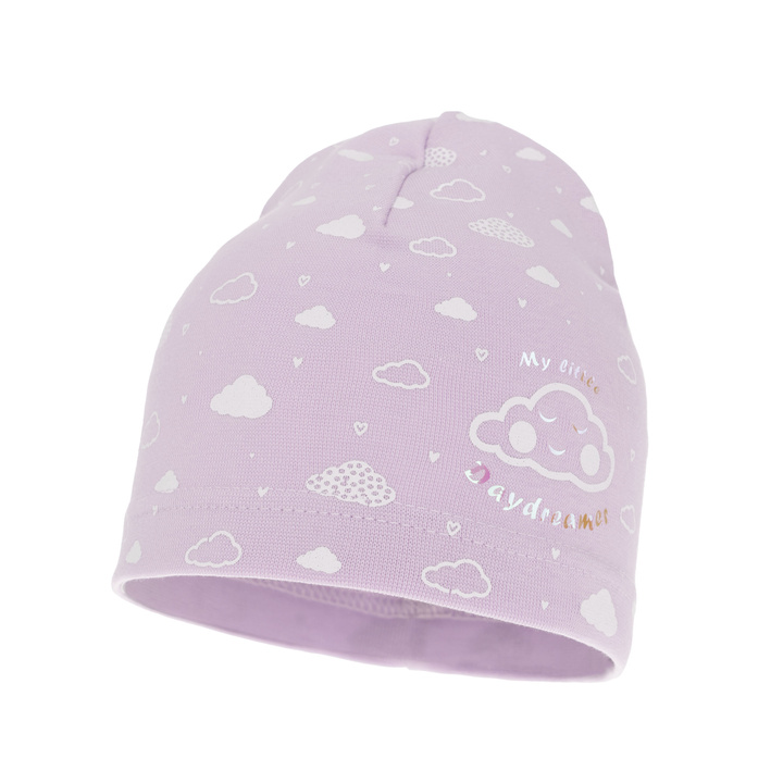 Осенняя/весенняя хлопковая шапочка для девочек фиолетовая Klaudyna