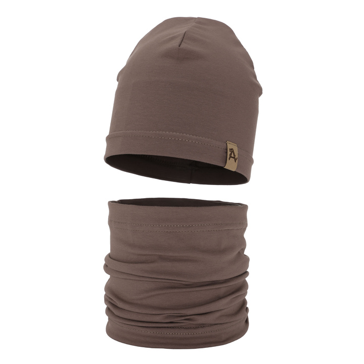 Шапка и труба для мальчика, осенне-весенний комплект коричневый Griffin