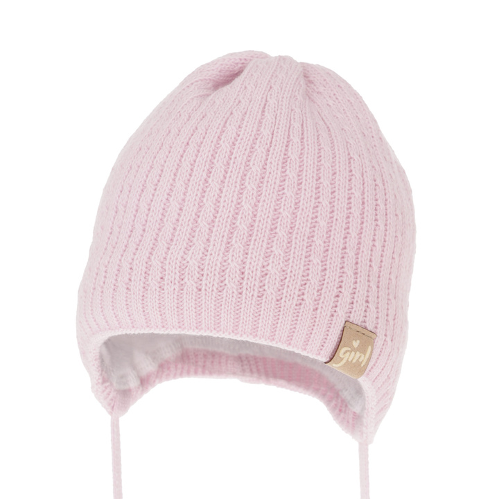 Осенняя/весенняя шапочка для девочки бежевая связана Cheri