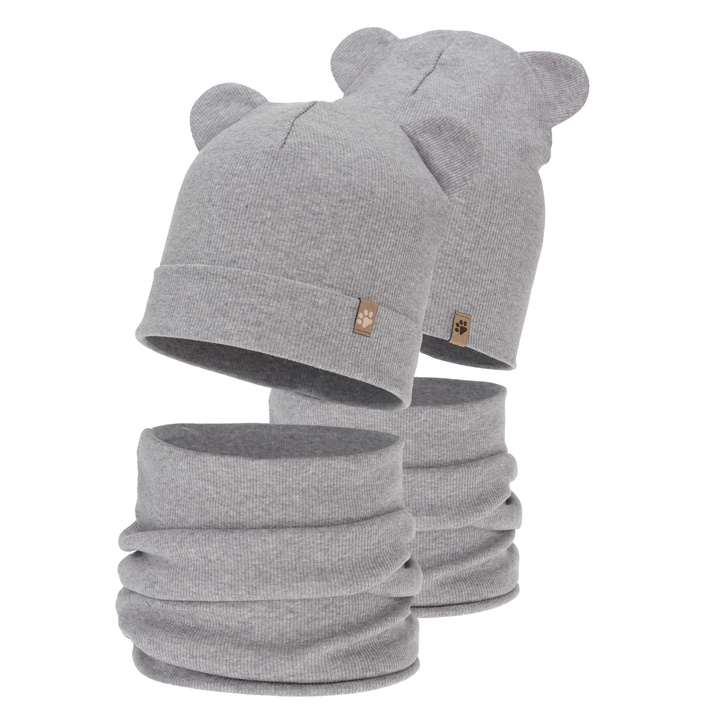 Комплект для мальчика на весну/осень: шапка и шарф-труба, серый, Farim