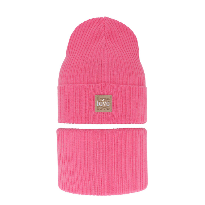 Осенне-весенний комплект для девочки: шапка и фуражка розового цвета Furora