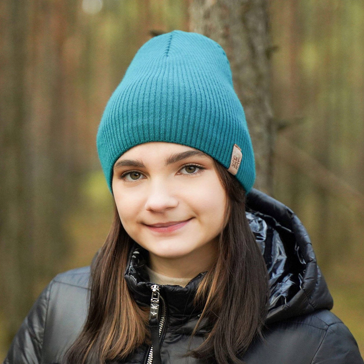 Зимняя шапка для девочек изумрудная Elvina