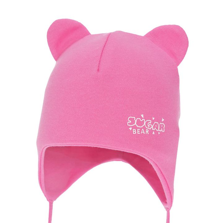 Осенняя/весенняя шапка для девочки, розовая, хлопковая, на завязках, Kelda