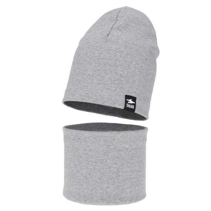 Шапка и труба для мальчика, осенний, весенний комплект, серый Rumel