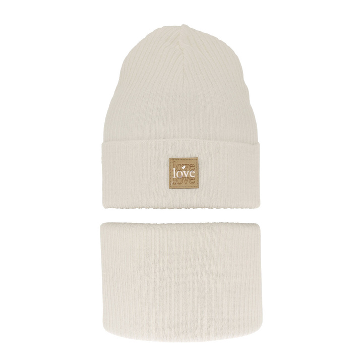 Осенне-весенний комплект для девочки: шапочка и каминный крем Furora