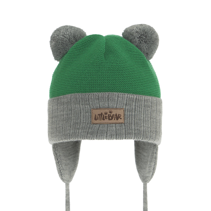 Осенне-весенняя шапочка для мальчика серого цвета с двумя насосами Gigant