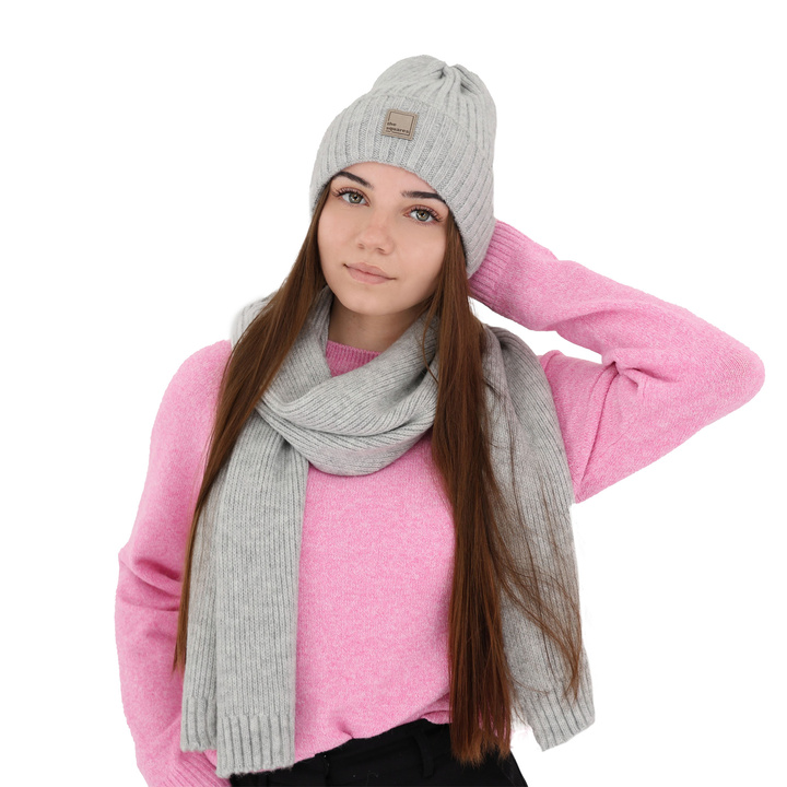Женский зимний шарф из серой шерсти Loretta