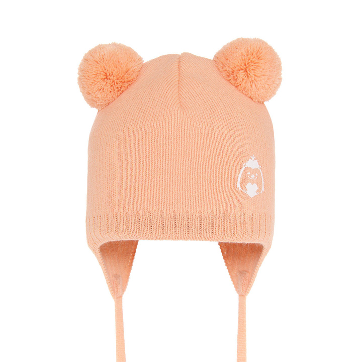 Осенняя/весенняя манишка для девочки оранжевая с двумя помпонами Bunia