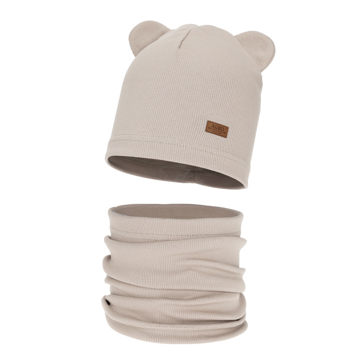 Шапка и шарф-труба для мальчика, осенний, весенний комплект, бежевый Gregory