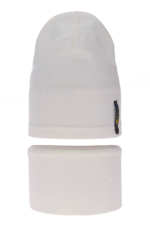 Осенне-весенний комплект для девочки: шапочка и кремовая хлопковая шапочка Flores