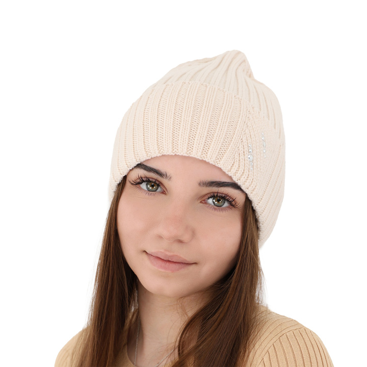 Женская зимняя шапка бежевого цвета из 100% шерсти мериноса Ariga