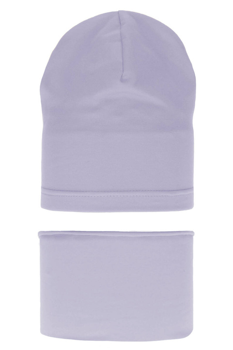 Хлопковый комплект для девочек: шапочка и дымоход осень/весна фиолетовый Hazelka