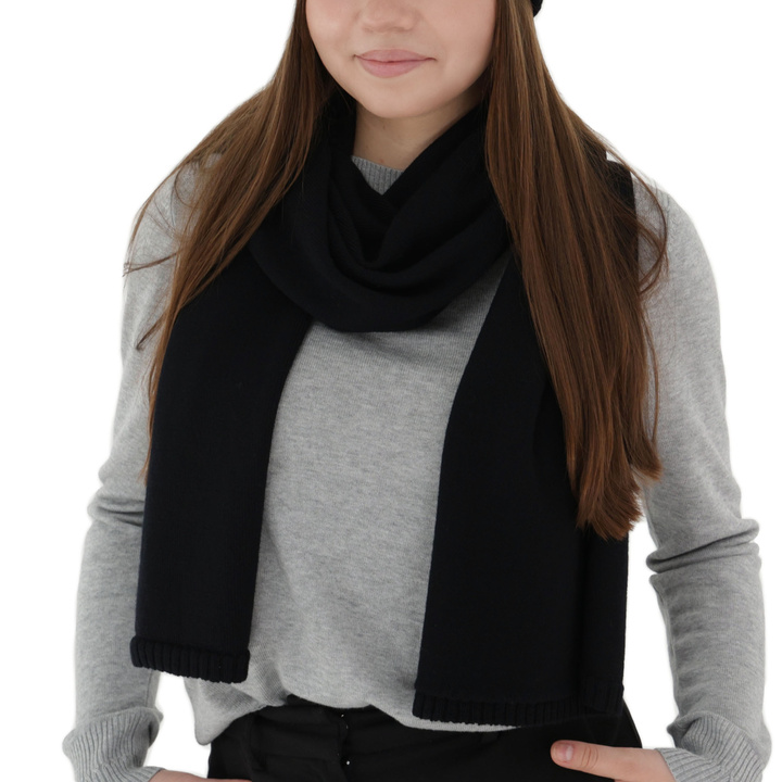 Женский зимний шарф, черный, 100% мериносовая шерсть, Elonia