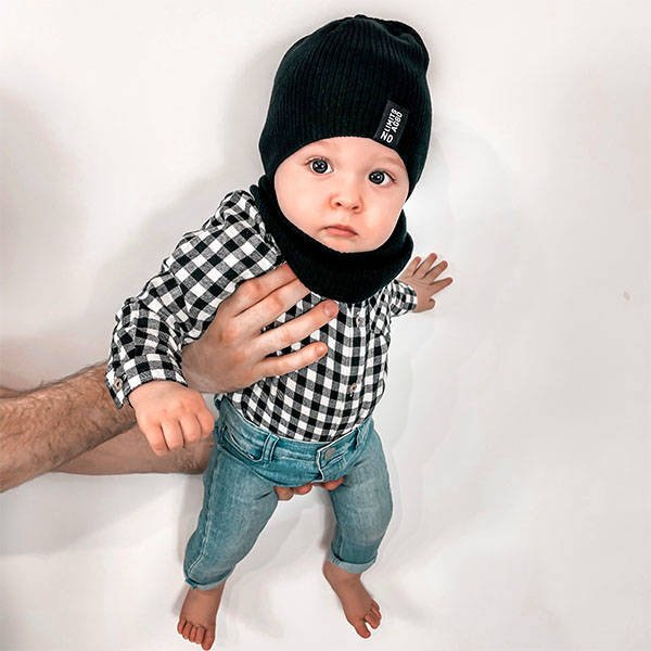 Детский комплект: колпак и дымоход осень/весна черный Тунис