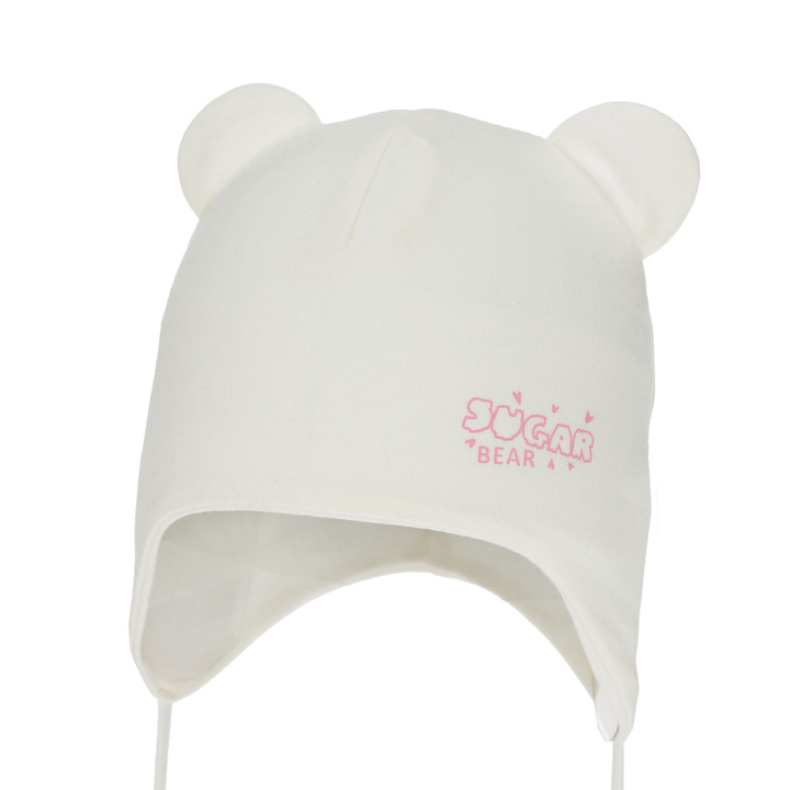 Осенняя/весенняя шапка для девочки, кремовая, хлопковая, на завязках, Kelda