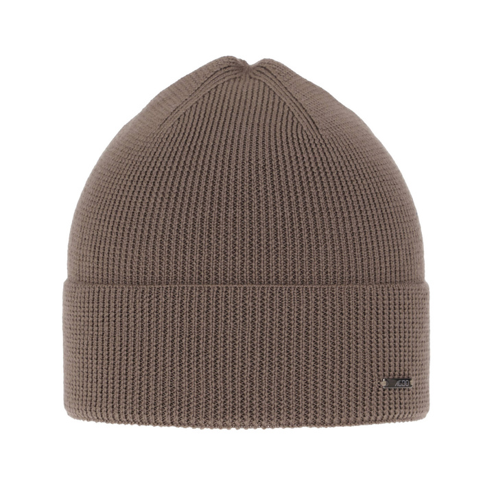 Мужская весенне-зимняя шапка коричневая 100% шерсть экстратонкого мериноса Memfis