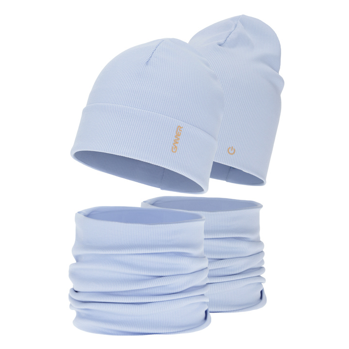 Комплект для мальчика на весну/осень: шапка и шарф-труба, хлопковый, синий, Desider