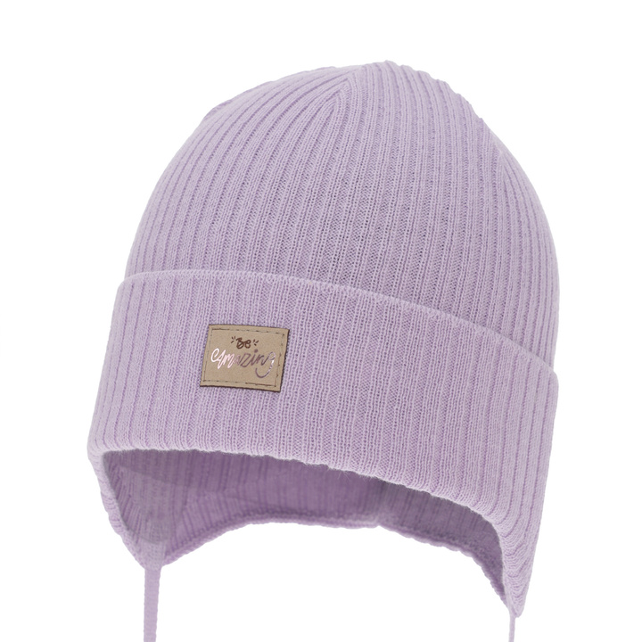 Осенняя/весенняя шапка для девочки, фиолетовая, на завязках, с хлопком, Tindra