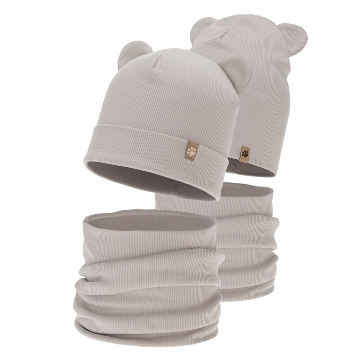 Комплект для мальчика на весну/осень: шапка и шарф-труба, бежевый, Farim