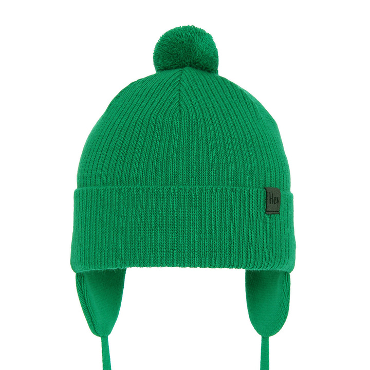 Шапка осень/весна для мальчика зеленая с помпоном Axel