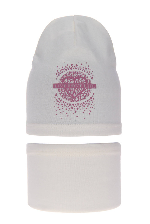 Осенне-весенний комплект для девочки: шапочка и кремовая хлопковая шапочка Esmeralda