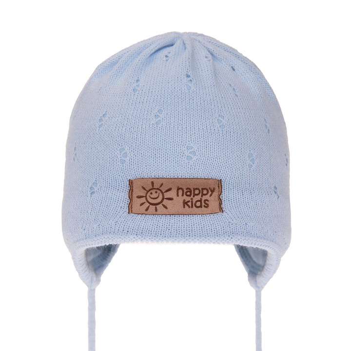 Осенне-весенняя шапочка для мальчика голубого цвета Bobi
