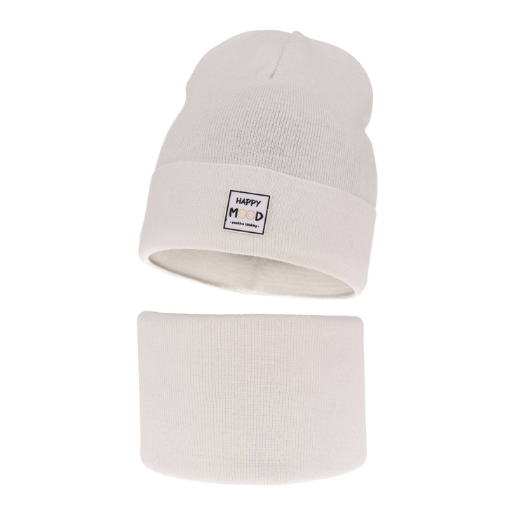 Комплект для девочки на весну/осень: шапка и снуд белый Mersila