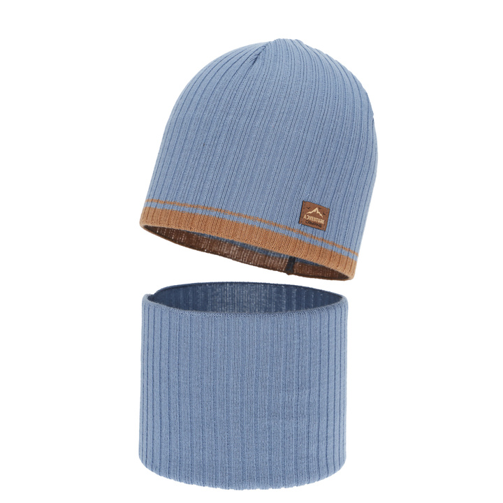 Комплект для мальчика на весну/осень: шапка и шарф-труба, с хлопком, черный, Eirik