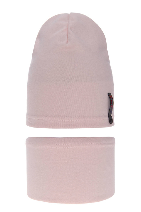 Осенне-весенний комплект для девочки: шапочка и хлопковый кушак розового цвета Flores