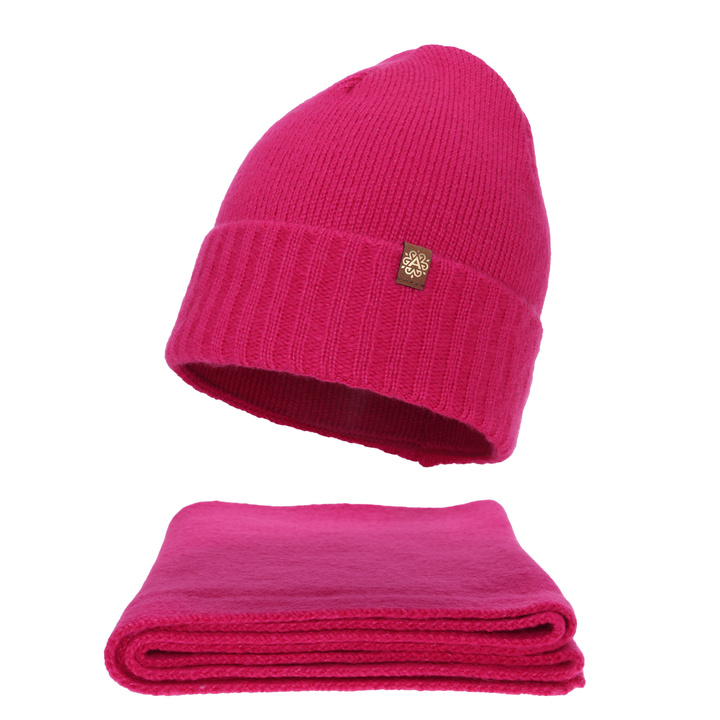 Женский зимний комплект: шапка и шарф, амарантовый, Shasta