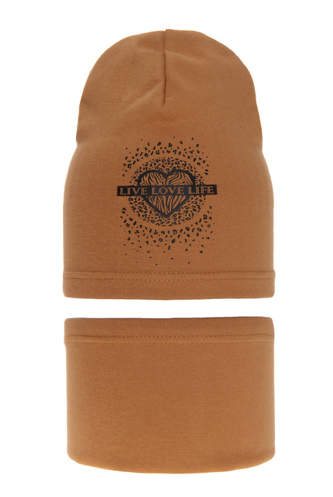 Осенне-весенний комплект для девочки: шапочка и труба из хлопкового верблюда Esmeralda