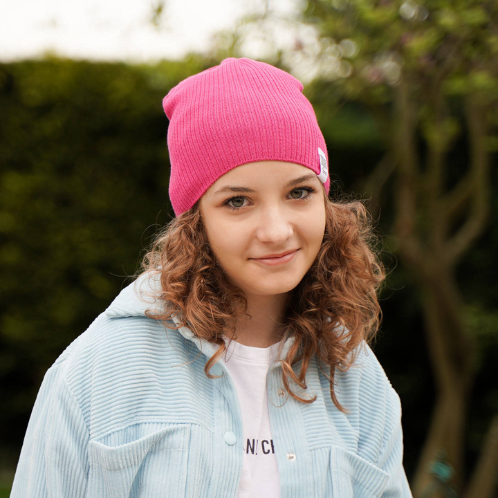 Осенне-весенний комплект для девочки: шапочка и труба розовая Farinka