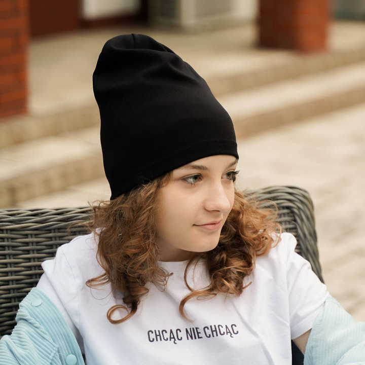 Комплект для девочек из хлопка: шапочка и дымоход осень/весна черный Hazelka