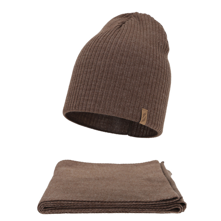 Женский зимний комплект: шапка и шарф, коричневый, Fena