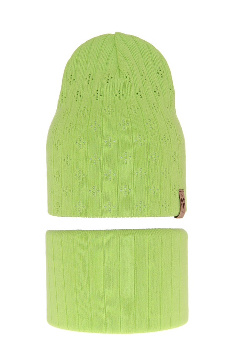 Осенне-весенний комплект для девочки: шапочка и труба зеленого цвета Felicity