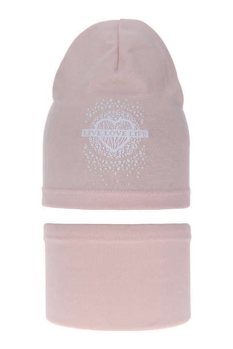 Осенне-весенний комплект для девочки: шапочка и хлопковый дымоход розового цвета Esmeralda