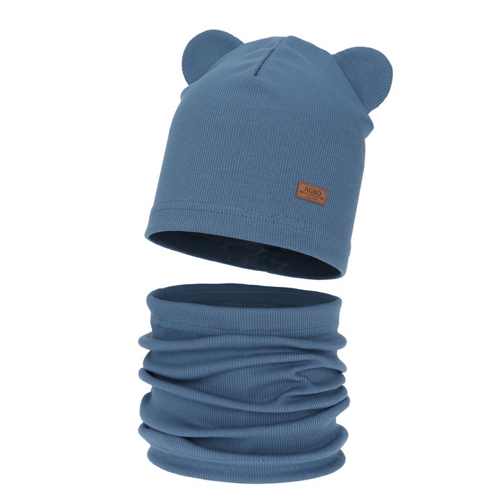 Шапка и шарф-труба для мальчика, осенний, весенний комплект, синий Gregory