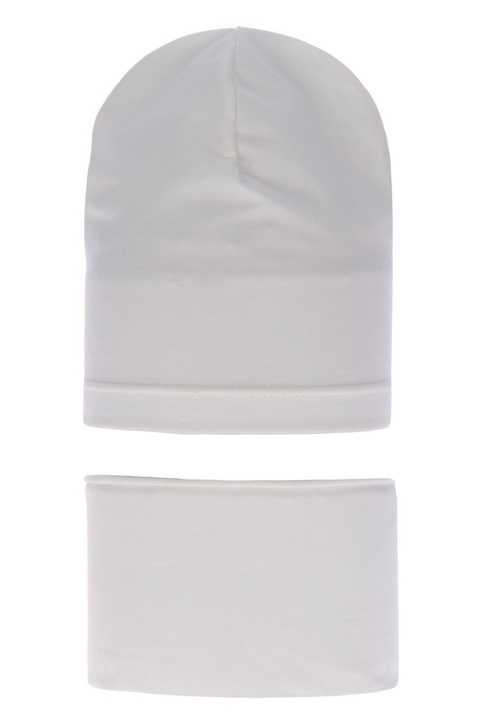 Комплект для девочек из хлопка: шапочка и дымоход осень/весна кремовый Hazelka