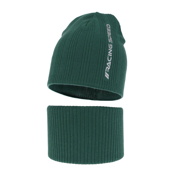 Комплект для мальчика на весну/осень: шапка и шарф-труба зеленый Kolorado